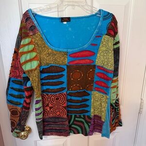 Rising International Multicolor Patchwork Blouse